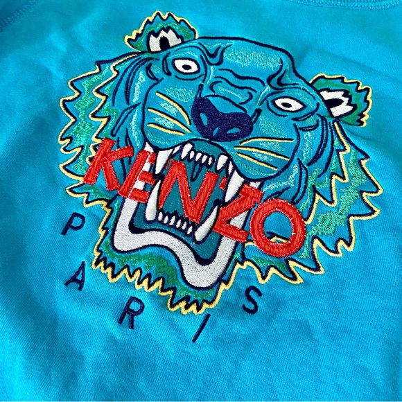 KENZO Boys Torquoise tiger sweatshirt Size 8 /128 - Picture 2 of 4